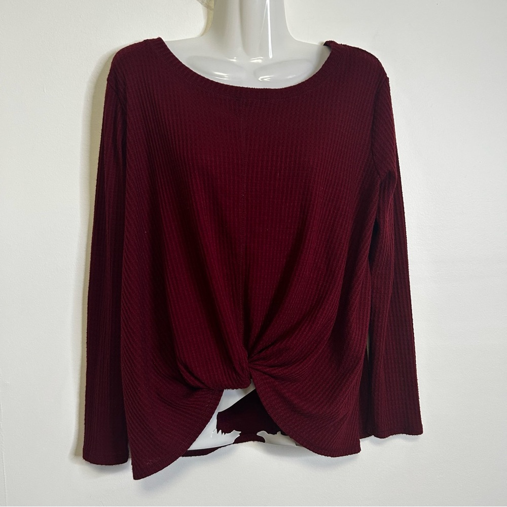◾️Jackson Rowe Waffle Knit Faux Knot Front Long Sleeve Tee